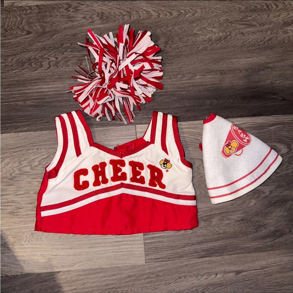 Build A Bear BABW Mascot Red Cheerleader Outfit Clothing Lot Cheer Megaphone